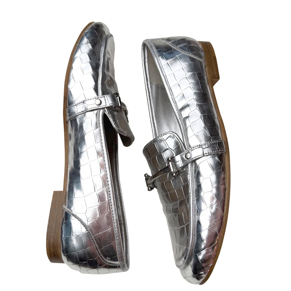 Aldo Loafers Silver Croc Metallic Horse Bit Cybercore Loud Luxury Matrix 7.5